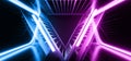 Triangle Abstract Metal Stage Construction Structure Sci Fi Alien Spaceship Glowing Vibrant Purple Blue Lasers Virtual Reality