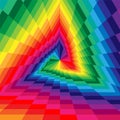 Triangle Abyss. Colorful Rectangles Expanding from the Center. Optical Illusion of Volume and Depth