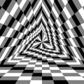 Triangle Abyss. Monochrome Rectangles Expanding from the Center. Optical Illusion of Volume and Depth