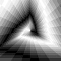 Triangle Abyss. Monochrome Rectangles Expanding from the Center. Optical Illusion of Volume and Depth.