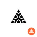 Triangle ancient tribal style logo. Monumental strong sign.