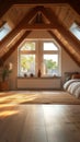 Triangle attic room modern dormer loft conversion interior in apartment