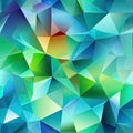 Triangle background with crystal cubism influence in blue, green, and yellow (tiled)