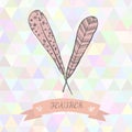 Triangle bakdrop feather hand drawn style pink