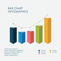 Triangle Bar Chart Infographics Elements 3D Vector Flat Design, Sign, Icon Full Color Royalty Free Stock Photo