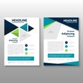 Triangle Blue Green annual report Leaflet Brochure Flyer template design, book cover layout design Royalty Free Stock Photo