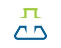 Triangle bottle laboratory with healthy symbol inside