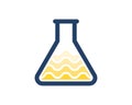 Triangle bottle laboratory with yellow water liquid inside