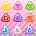 Triangle candy block puzzle button glossy jelly.