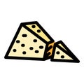 Triangle cheese icon color outline vector
