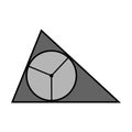 triangle and circle. Euclidean geometry. 2d flat