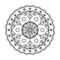 Triangle circle vector mandala coloring book for meditation Royalty Free Stock Photo