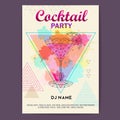 Triangle Cocktail cosmopolitan onpolygon watercolor background