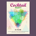 Triangle Cocktail mojito on polygon watercolor background