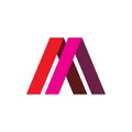 Triangle color line initial letter a m logo design