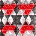 African triangle continuous pattern in red, white and grey