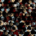 Triangle dark camouflage pattern, colorful triangles on dark background Royalty Free Stock Photo
