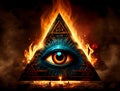 triangle with an eye inside. sign of the secret society of freemasons.