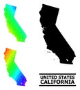 Triangle Filled Rainbow Map of California with Diagonal Gradient