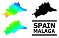 Triangle Filled Spectral Colored Map of Malaga Province with Diagonal Gradient