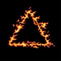 triangle of fire isolated on black background Royalty Free Stock Photo