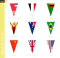 Triangle flag set, stylized country flags