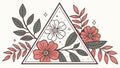 Triangle frame with flowers, geometric and decorative border element vector design Generative AI Royalty Free Stock Photo