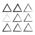 Triangle frame icon. Ink contour symbol. Vector border set. Hand drawn shape. Royalty Free Stock Photo