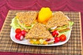 Triangle fresh sandwiches Royalty Free Stock Photo
