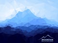 Triangle geometrical background with blue mountain