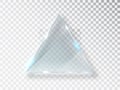 Triangle Glass plate isolated on transparent background. Glass plate mock up. Glass framework. Photo realistic vector