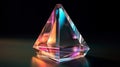 Triangle glass prism on black background