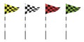 Triangle golf checkered flag colorful vector set isolated on a white background. Royalty Free Stock Photo