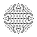 Triangle grid circle vector mandala coloring book Royalty Free Stock Photo
