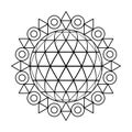 Triangle grid circle vector mandala coloring book Royalty Free Stock Photo