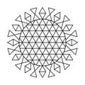 Triangle grid circle vector mandala coloring book Royalty Free Stock Photo