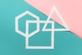 Triangle, hexagon and square on pink blue background Royalty Free Stock Photo