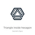 Triangle inside hexagon icon vector. Trendy flat triangle inside hexagon icon from geometry collection isolated on white