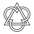 Triangle interlaced with three circle segments, a Trinity emblem