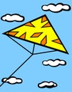 Triangle kite flying in sky vector illustration Royalty Free Stock Photo
