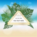 Triangle label on blurred beach background Royalty Free Stock Photo