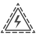 Triangle with lightning line icon, science concept, Danger high voltage attention sign on white background, warning sign