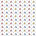 Triangle with lightning on white background. Seamless repeating pattern. Geometric abstract texture. Minimal memphis