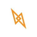 Triangle linked thunder bolt shape overlap logo vector Royalty Free Stock Photo
