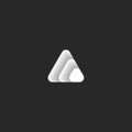 Triangle logo of the consisting of three triangles in the form of paper scales in the color of white gradient with shadows. Black