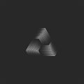 Triangle logo creative 3d pyramid shape black and white thin lines, cyber futuristic geometric infinity form modern minimal style