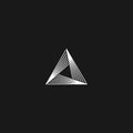 Triangle logo linear infinity geometric pyramid shape, black and white overlapping thin lines hipster monogram minimal style