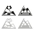 Triangle logo set. Abstract Vector emblem. Geometric pyramid icon. Modern sharp graphic Royalty Free Stock Photo