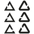 Triangle loop icon set. Impossible shape art. Delta logo Vector. Infinity geometry sign Royalty Free Stock Photo