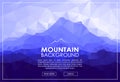 Triangle low poly landscape with blue mountains